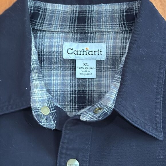 Carhartt Men’s Canvas Cotton Flannel Lined Work Jacket Shacket Snap Button Sz XL - Picture 2 of 10